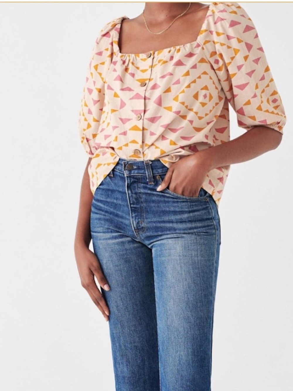 Faherty Yellowtail Women's Blouse Size M Summer Casual Top
